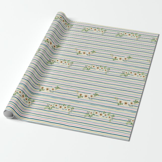 Papier Cadeau Envelopper les bandes et les marguerites de papier (Déroulé)