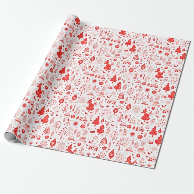 Papier Cadeau Enveloppes de vacances rouges et blanches (Déroulé)