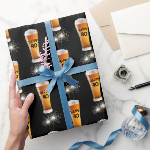 Papier Cadeau Éperviers En Verre De Bière 40e Anniversaire