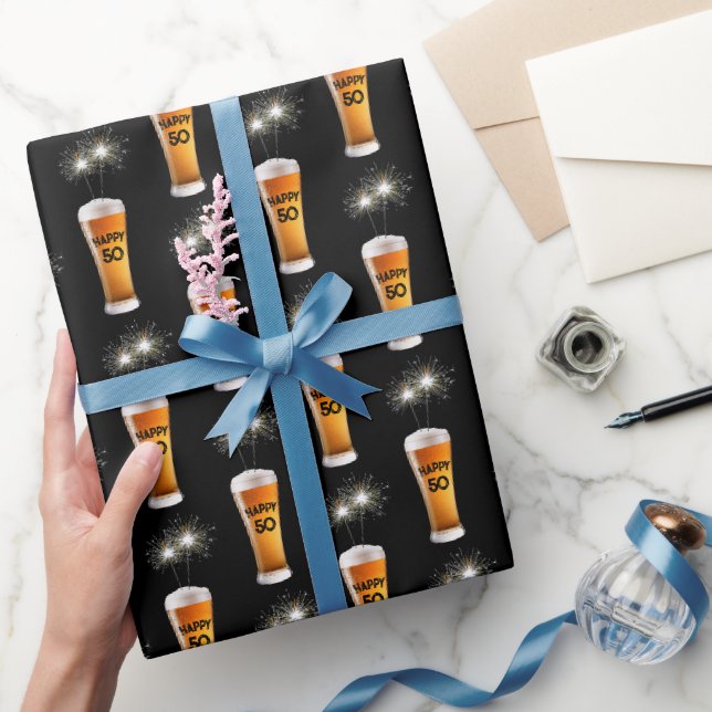 Papier Cadeau Éperviers En Verre De Bière 50e Anniversaire (Cadeaux)