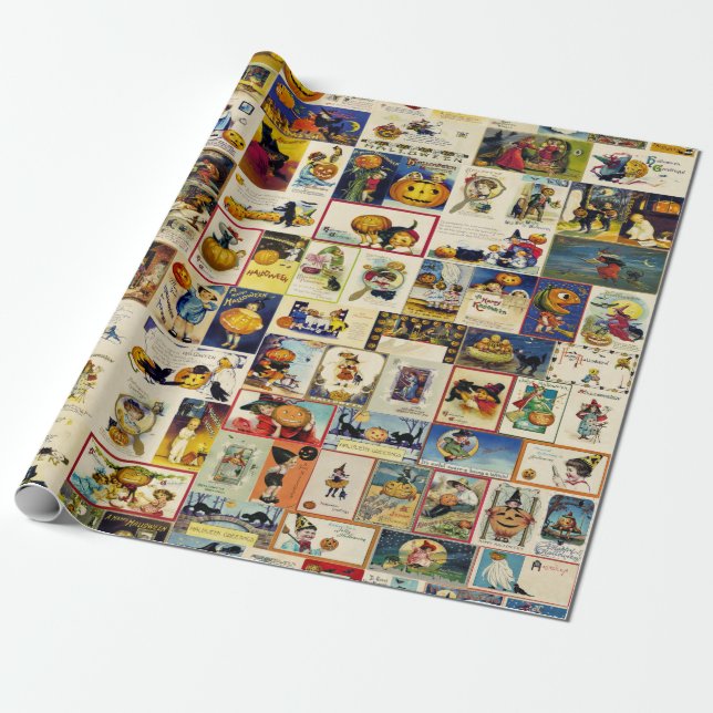 Papier Cadeau Ephémère d'Halloween vintage (Déroulé)