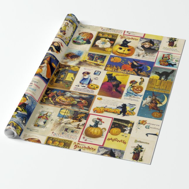 Papier Cadeau Ephémère d'Halloween vintage (Déroulé)
