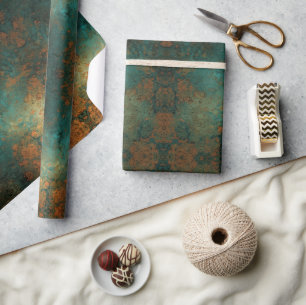 Papier Cadeau Éphemère en cuivre patiné en détresse 