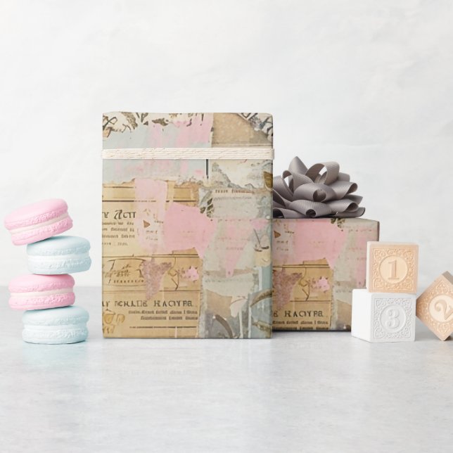 Papier Cadeau Ephémère vintage : Rêves Roses (Baby Shower)