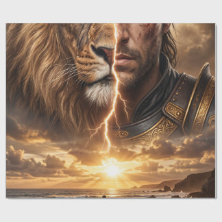Papier cadeau Epic Lion and Warrior Sunset Wrapping Paper