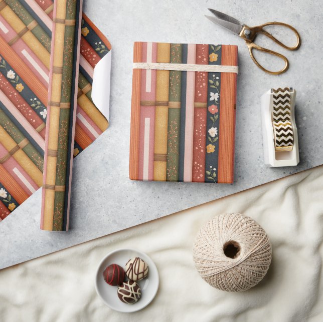 Papier Cadeau Épines de livres divisées en automne saisonnier (Artisanat)