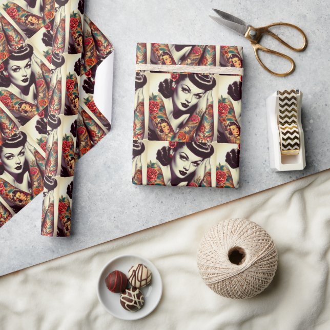 Papier Cadeau Épingle de glam rétro (Artisanat)