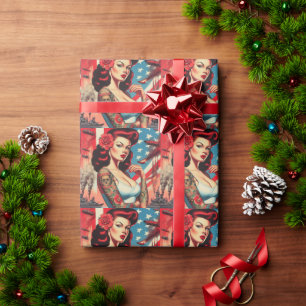 Papier Cadeau Épinglette de tatouage Vintage à chaud