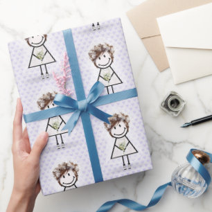 Papier Cadeau Épouse fille en Basket sur les coeurs