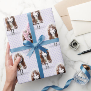 Papier Cadeau Épouse fille en Basket sur les coeurs