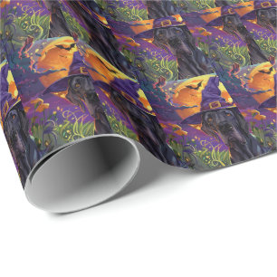 Papier Cadeau Épouvantable chien danois d'Halloween sorcière cit