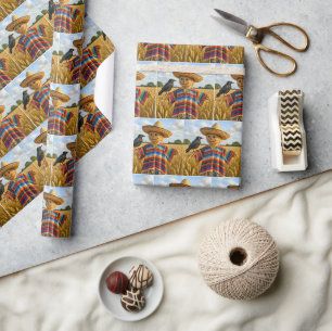 Papier Cadeau Épouvantail portant un sombrero et un poncho