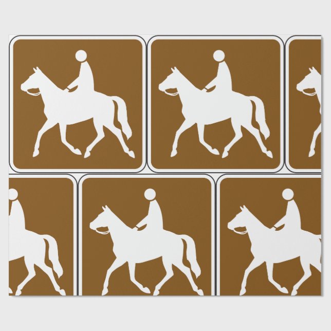Papier Cadeau Equestrian Trail Riding Horse Silhouette Icon (Plat)