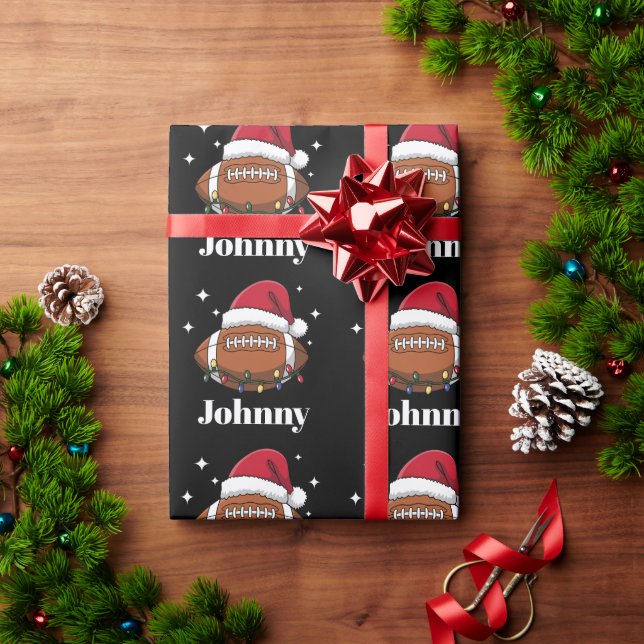 Papier Cadeau Équipe de football de Noël personnalisée (Cadeau de vacances)