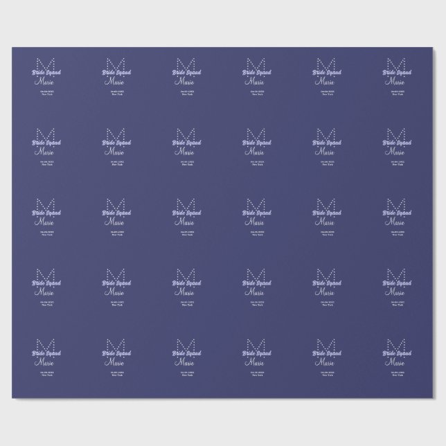 Papier Cadeau Équipe de mariée ajoute un nom monogramme demoisel (Plat)