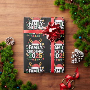 Papier Cadeau Équipe de Noël en famille 2025 Groupe de vêtements