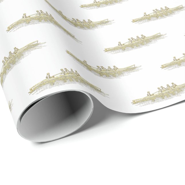 Papier Cadeau Équipe de sports nautiques Gold White (Coin rond)