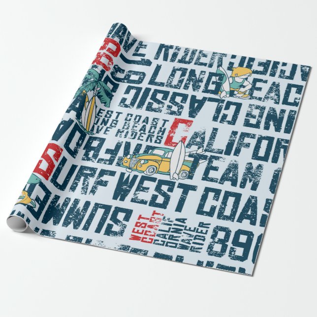 Papier Cadeau Équipe de Wave rider côte ouest Californie (Déroulé)