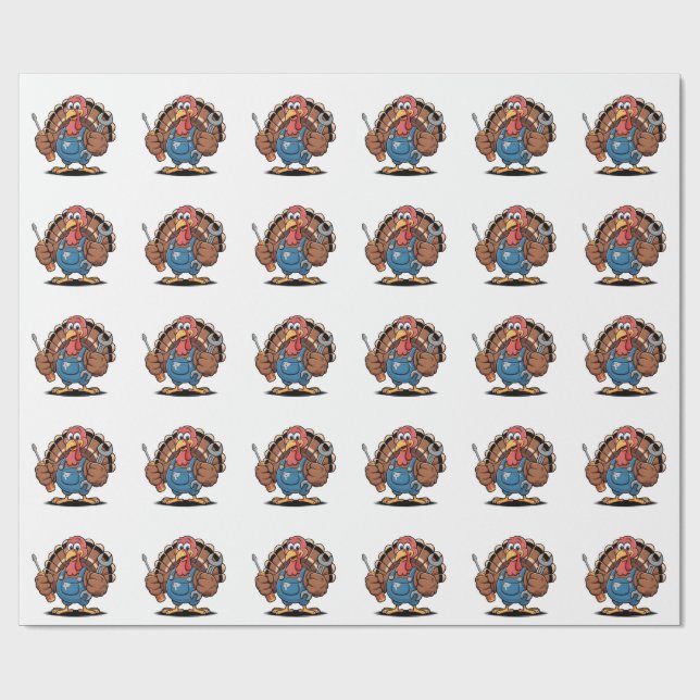 Papier Cadeau Équipe Mécanique Turquie Gobbler d'action de grâce (Plat)