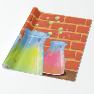 Papier Cadeau Équipement de science en verre de dessin animé sur
