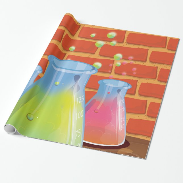 Papier Cadeau Équipement en verre de dessin sur banc (Déroulé)