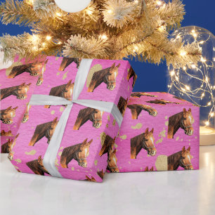 Papier Cadeau Équitation Équitation Equestre Or rose Anniversair