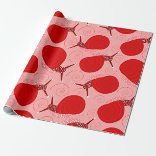 Papier Cadeau escargots abstrait spirale rouge point rose
