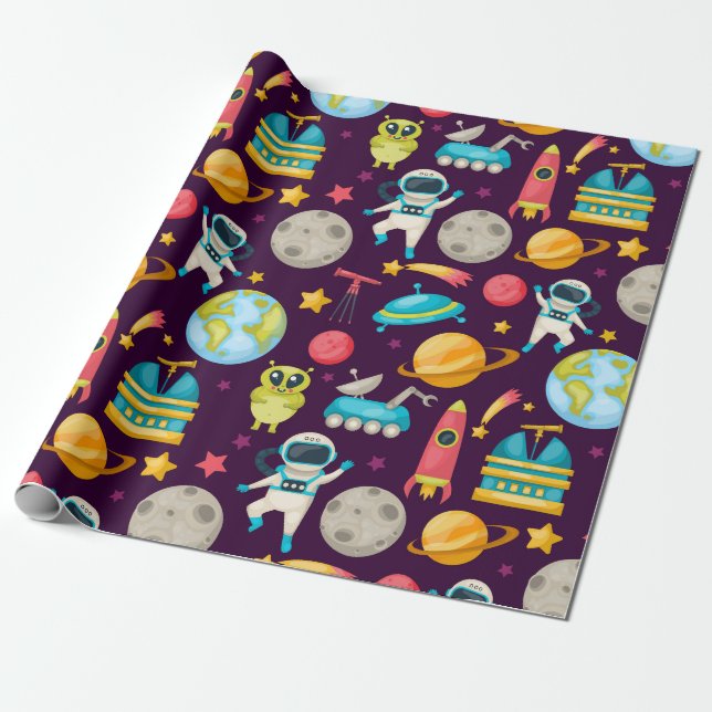 Papier Cadeau Espace/Aliens (Déroulé)