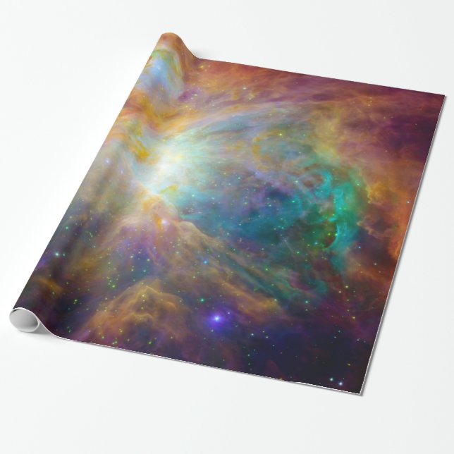 Papier Cadeau Espace astronomique Orange Orion (Déroulé)