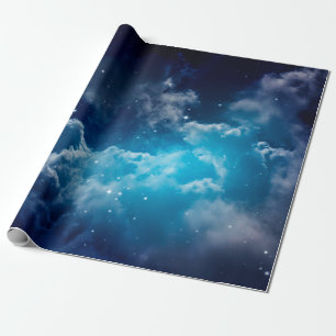 Papier Cadeau Espace ciel nocturne avec nuage et étoile, nuit, b
