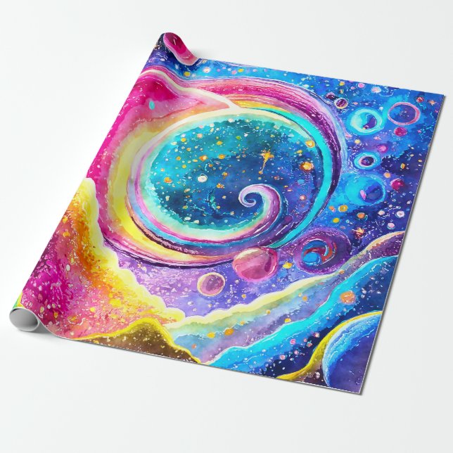 Papier Cadeau Espace | GALAXIE MODERNE (Déroulé)