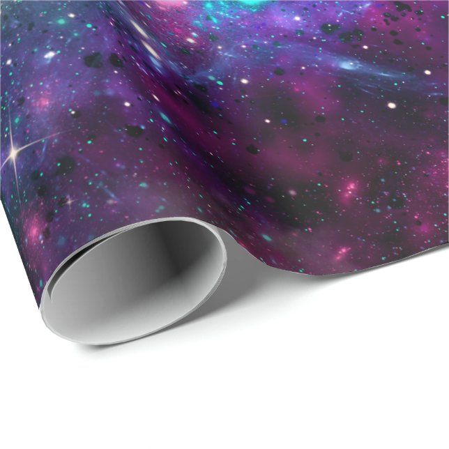 Papier Cadeau Espace violet Galaxie Cosmique Espace Turquoise Ci (Coin rond)