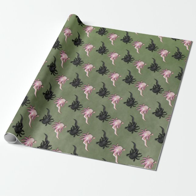 Papier Cadeau Espèce de Black and White Axolotls (Déroulé)