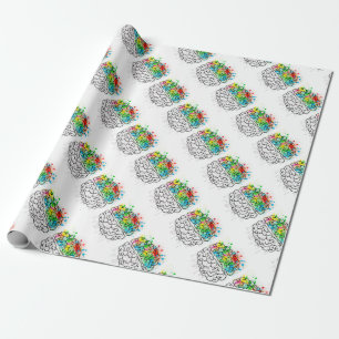 Papier Cadeau esprit cerveau psychologie idée coeurs