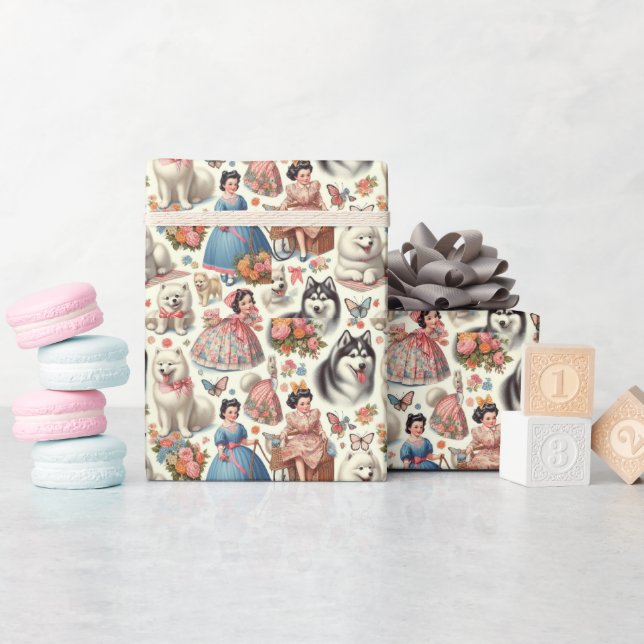 Papier Cadeau Esquimau américain rétro mignon (Baby Shower)