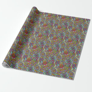 Papier Cadeau Esquisse Imaginaire Art - Fleurs Abstraites 1