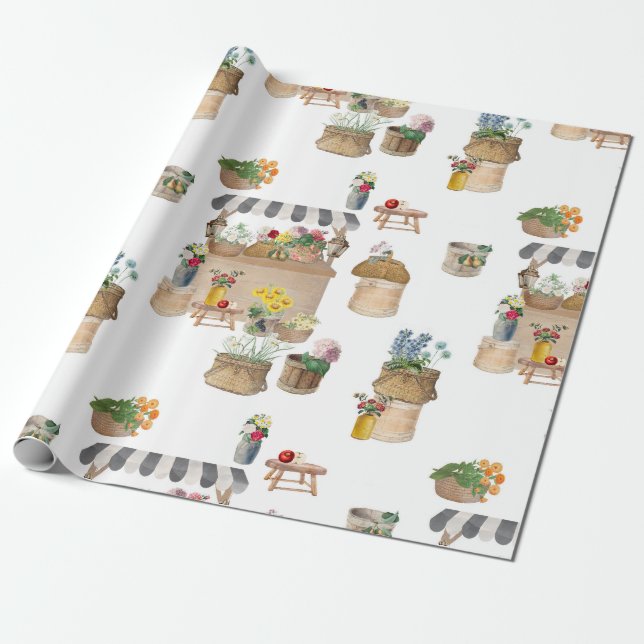 Papier Cadeau Étanchéité du marché de l'agriculteur (Déroulé)
