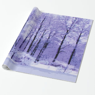 Papier Cadeau Étang pourpre et bleu d'hiver