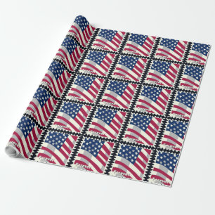 PAPIER CADEAU ÉTATS-UNIS D'AMÉRIQUE DRAPEAU FOREVER STAMP