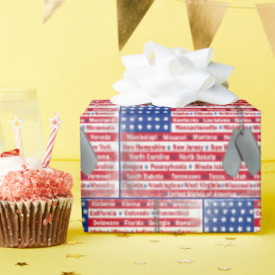 Papier Cadeau États-Unis Noms Avec Tags Chien