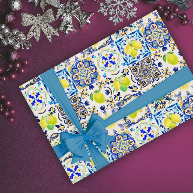Papier Cadeau Été agrumes siciliens majolica méditerranéenne (Créateur téléchargé)