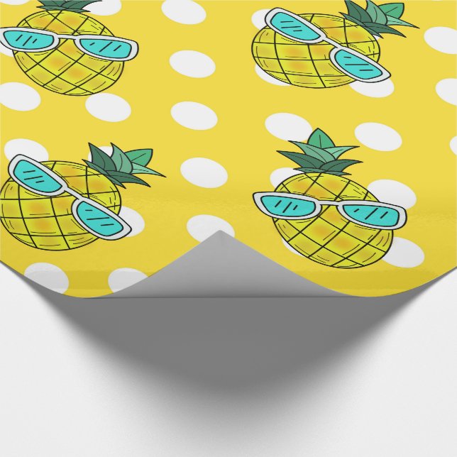 Papier Cadeau Été amusant ananas soleil bain de soleil papier ca (Coin)