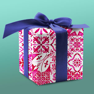 Papier Cadeau Eté majolica rouge Sicilienne Méditerranée