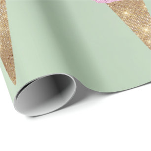 Papier Cadeau Été métallique en pastel de rose de vert de men