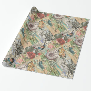 Papier Cadeau été plage vintage pieuvre antique voile