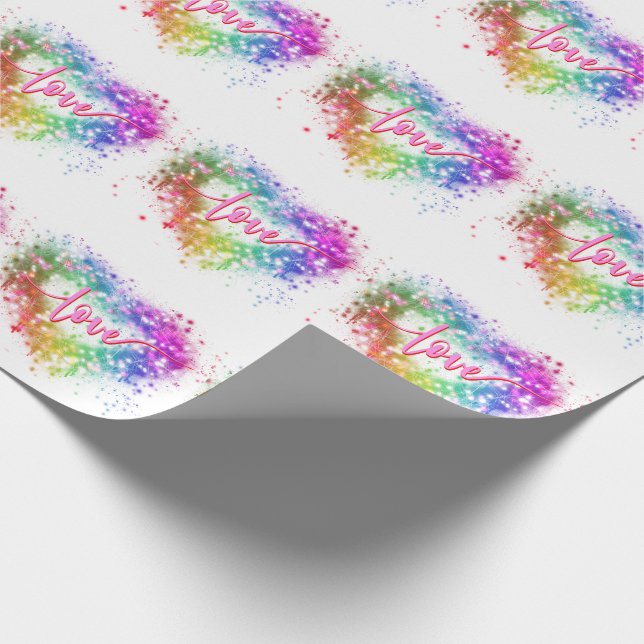 Papier Cadeau Étincelle colorée parties scintillant coeur amour  (Coin)