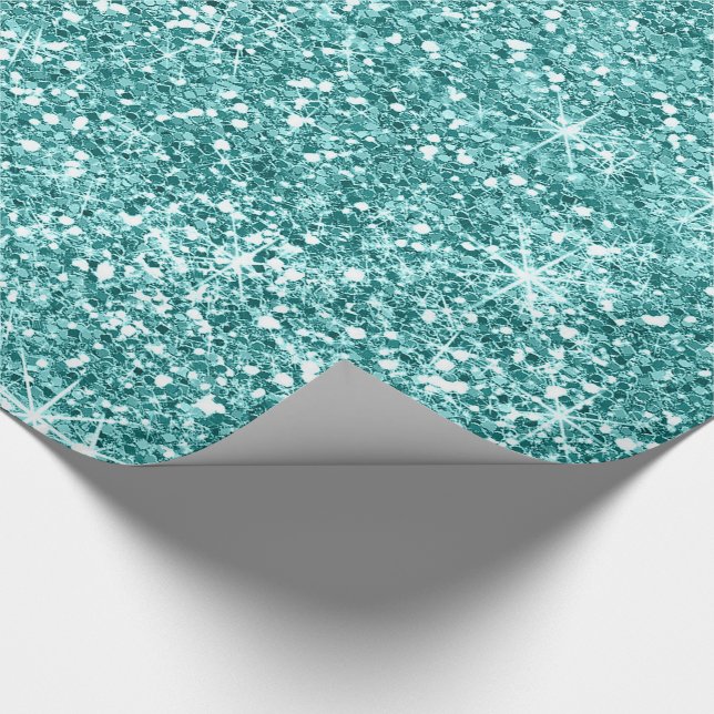 Papier Cadeau Étincelles - Teal 1 parties scintillantes de Faux (Coin)