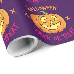 Papier Cadeau Étiquette de citrouille Halloween Trick or Treat