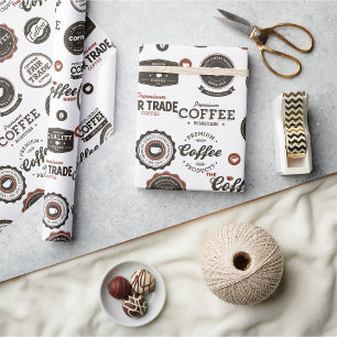Papier Cadeau Étiquettes de café rétro