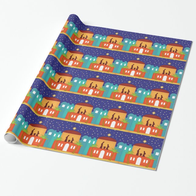 Papier Cadeau Étoile au-dessus de nativité de Noël de Bethlehem (Déroulé)